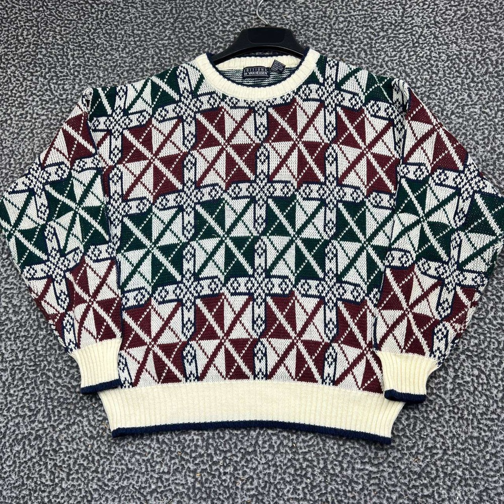 Vintage Editions by Van Heusen Sweater Women XL Geometric Knit Long Sleeve